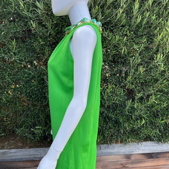 Vintage Young Edwardian By Arpeja Green Tank Cocktail Dress - Picture 7 of 9
